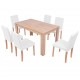 Sonata Трапезна маса и столове, 7 части, изкуствена кожа, дъб, кремаво -
