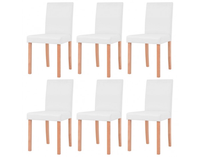 Sonata Трапезна маса и столове, 7 части, изкуствена кожа, дъб, кремаво -