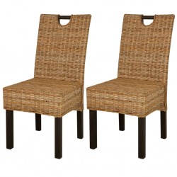 Sonata Трапезни столове, 2 броя, кубу ратан, мангова дървесина - Трапезни столове