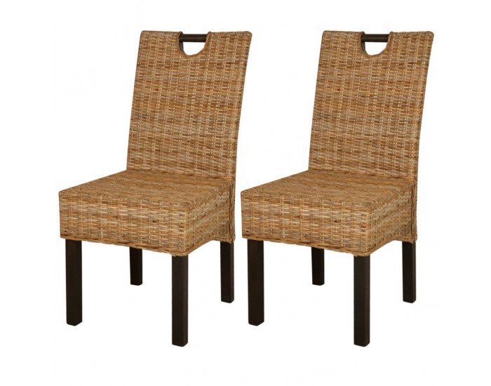 Sonata Трапезни столове, 2 броя, кубу ратан, мангова дървесина -