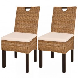 Sonata Трапезни столове, 2 броя, кубу ратан, мангова дървесина - Трапезни столове