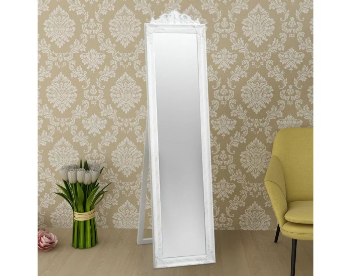 Sonata Свободностоящо огледало, бароков стил 160х40 см, бяло -