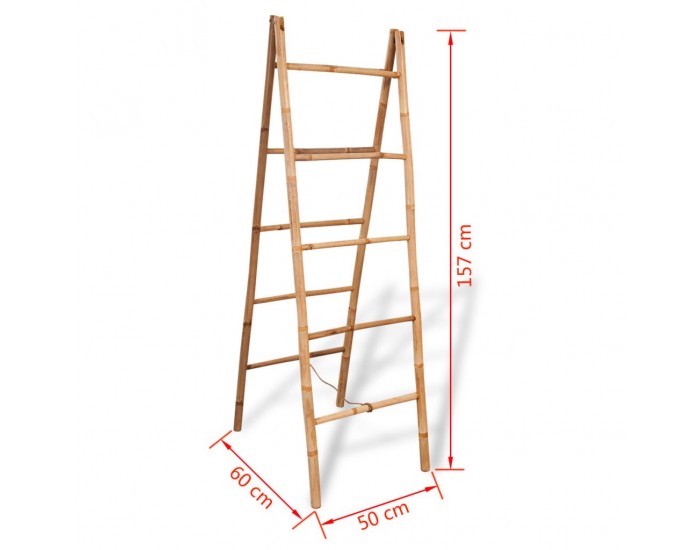 Sonata Двойна стълба за кърпи, с 5 бабукови стъпълца, 50x160 cм -