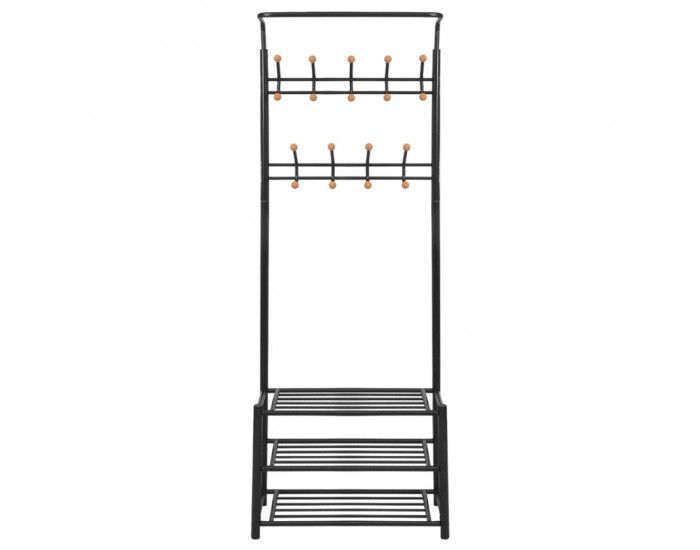 Sonata Щендер за дрехи със стелаж за обувки, 68x32x182,5 см черен -
