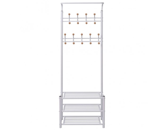 Sonata Щендер за дрехи със стелажи за обувки, 68x32x182,5 см, бял -