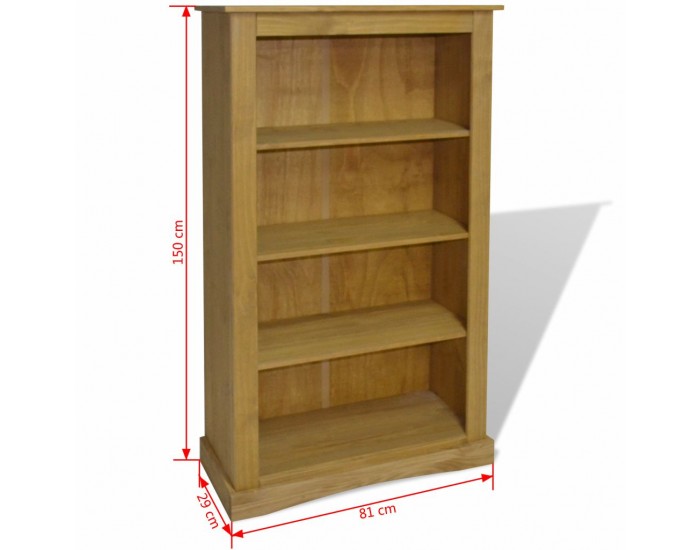 Sonata Библиотека, 4 рафта, бор, мексикански стил “Корона“ 81x29x150см -