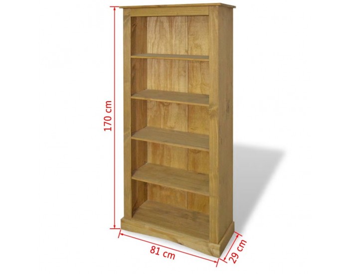 Sonata Библиотека, 5 рафта, бор, мексикански стил “Корона“ 81x29x170см -