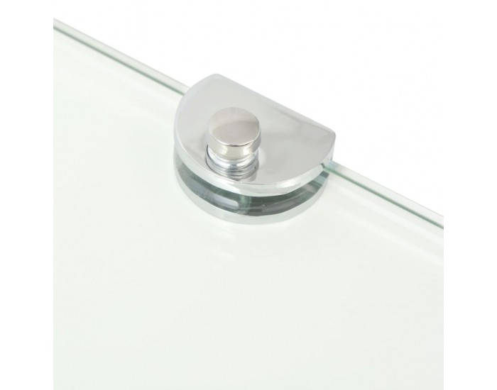 Sonata Ъглов рафт с държачи в цвят хром, прозрачно стъкло, 25x25 см -