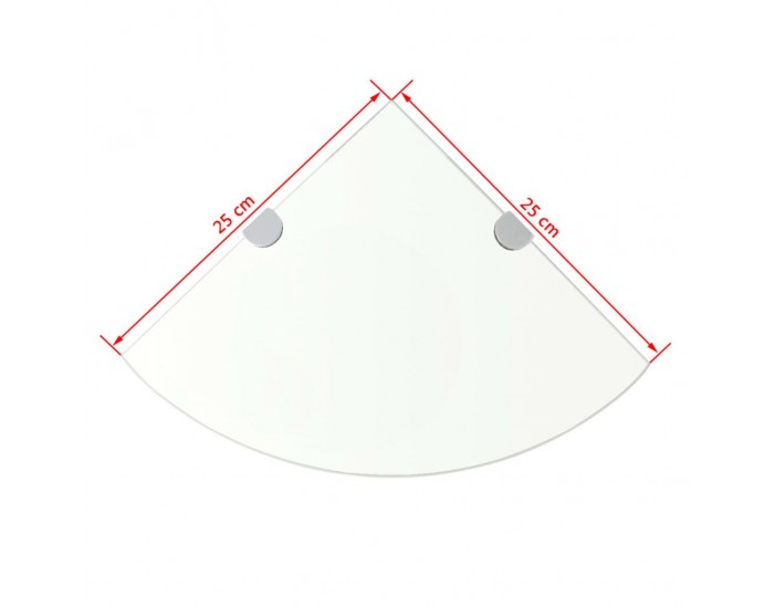 Sonata Ъглов рафт с държачи в цвят хром, прозрачно стъкло, 25x25 см -