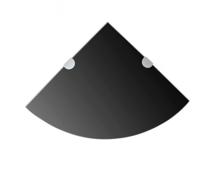 Sonata Ъглов рафт от черно стъкло с държачи в цвят хром, 25x25 см -