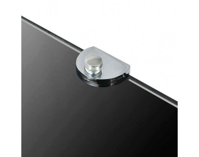 Sonata Ъглов рафт от черно стъкло с държачи в цвят хром, 25x25 см -