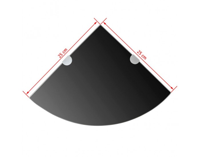 Sonata Ъглов рафт от черно стъкло с държачи в цвят хром, 25x25 см -