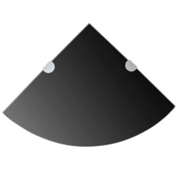 Sonata Ъглов рафт от черно стъкло с държачи в цвят хром, 35x35 см - Етажерки
