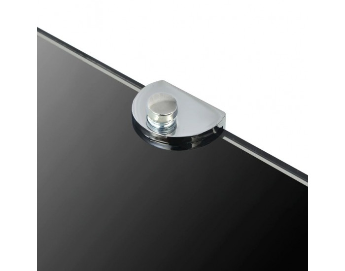 Sonata Ъглов рафт от черно стъкло с държачи в цвят хром, 35x35 см -