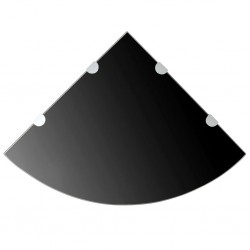 Sonata Ъглов рафт от черно стъкло с държачи в цвят хром, 45x45 см - Етажерки