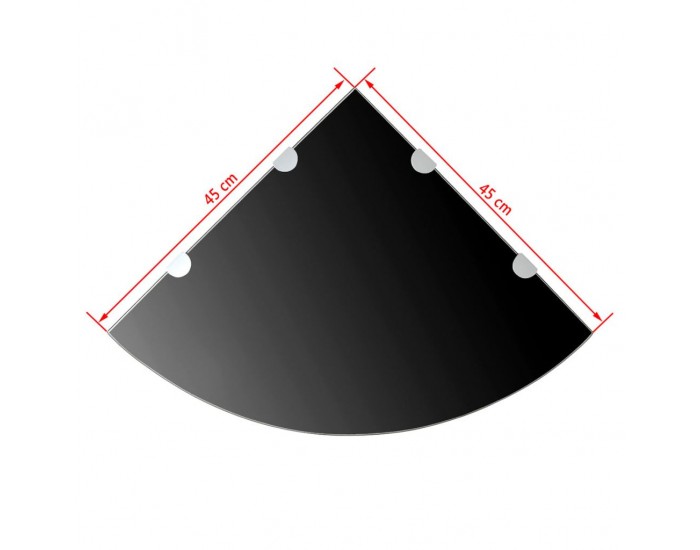 Sonata Ъглов рафт от черно стъкло с държачи в цвят хром, 45x45 см -