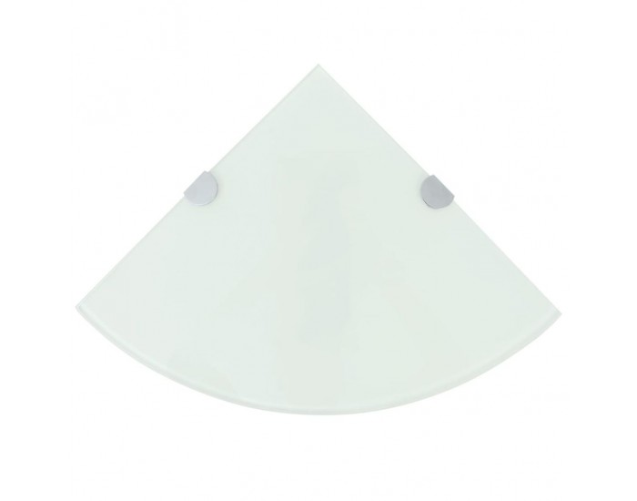 Sonata Ъглов рафт с държачи в цвят хром, бяло стъкло, 25x25 см -