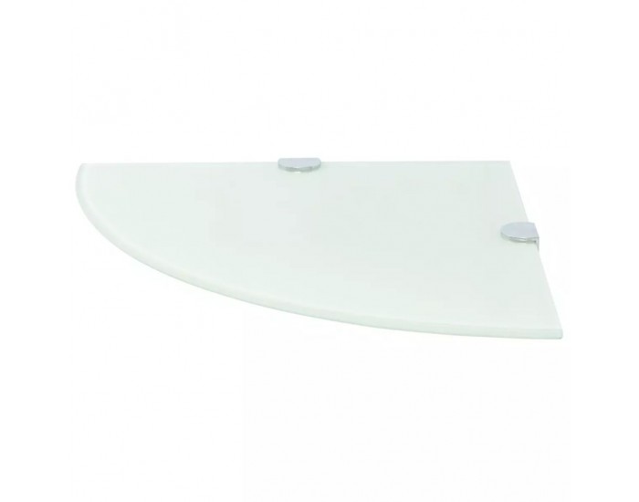 Sonata Ъглов рафт с държачи в цвят хром, бяло стъкло, 25x25 см -