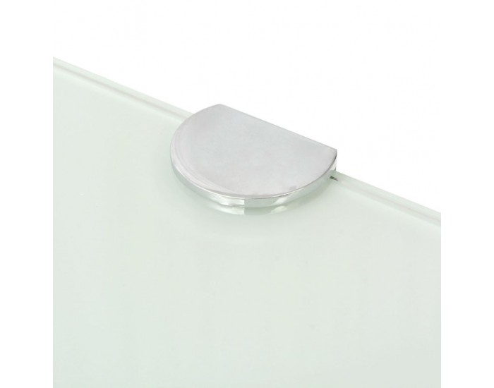 Sonata Ъглов рафт с държачи в цвят хром, бяло стъкло, 25x25 см -