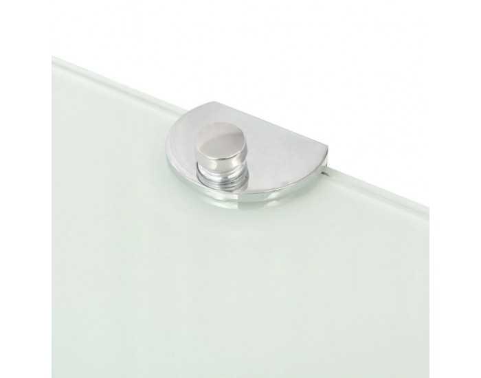 Sonata Ъглов рафт с държачи в цвят хром, бяло стъкло, 25x25 см -