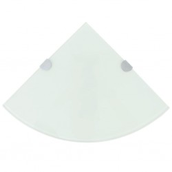 Sonata Ъглов рафт от бяло стъкло с държачи в цвят хром, 35x35 см - Етажерки