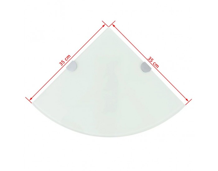 Sonata Ъглов рафт от бяло стъкло с държачи в цвят хром, 35x35 см -
