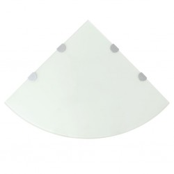 Sonata Ъглов рафт от бяло стъкло с държачи в цвят хром, 45x45 см - Етажерки