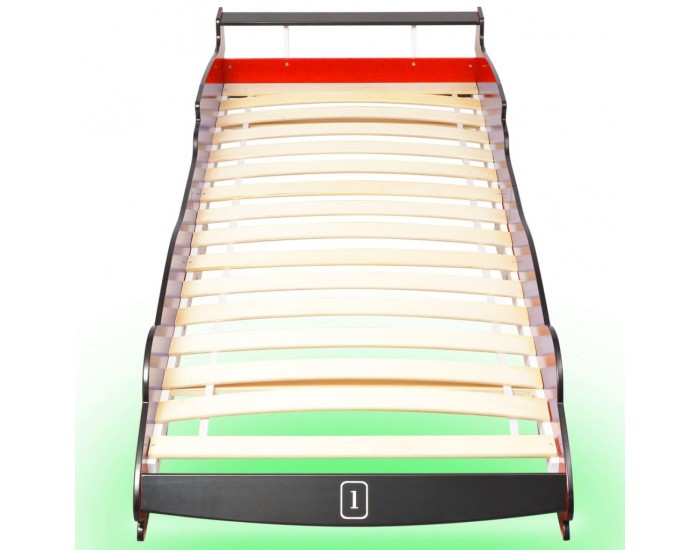 Sonata Детско легло “състезателна кола“, LED лента, 90x200 cм, червено -