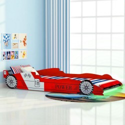 Sonata Детско легло “състезателна кола“, LED лента, 90x200 cм, червено - Детски легла