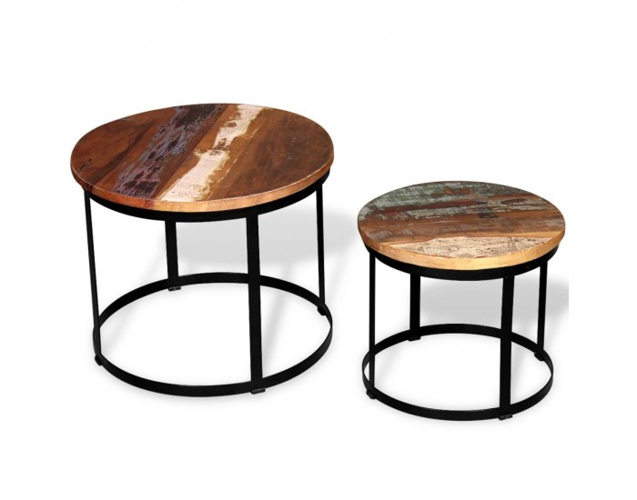 Sonata H Комплект от две маси за кафе, регенерирано дърво масив, 40/50cм