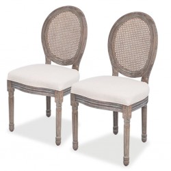Sonata Трапезни столове, 2 броя, лен и ратан - Трапезни столове