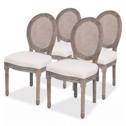 Sonata Трапезни столове, 4 броя, лен и ратан - Трапезни столове