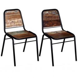 Sonata Трапезни столове, 2 бр, масивно регенерирано дърво, 44x59x89 см - Трапезни столове