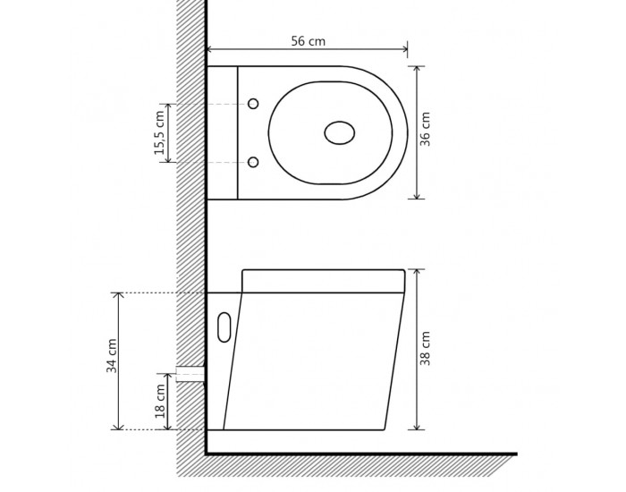 Sonata Окачена тоалетна чиния, керамична, черна -