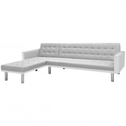 Sonata Ъглов диван, плат, 218x155x69 см, бяло и сиво - Ъглови дивани