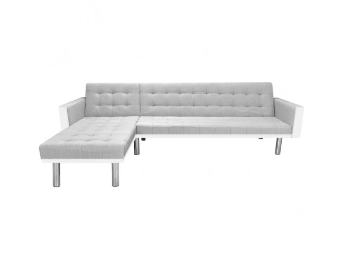Sonata Ъглов диван, плат, 218x155x69 см, бяло и сиво -