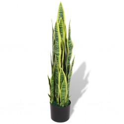 Sonata Изкуствено растение сансевиера със саксия, 90 см, зелено - Изкуствени цветя