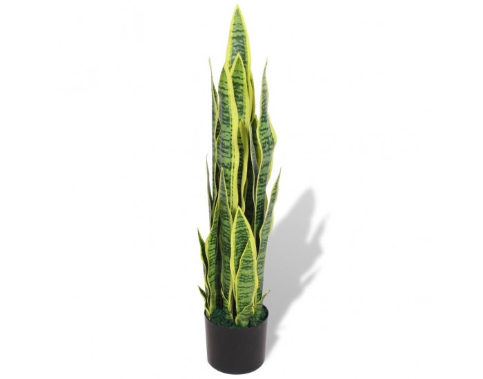 Sonata Изкуствено растение сансевиера със саксия, 90 см, зелено -