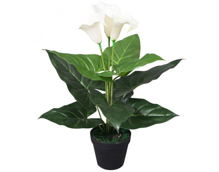 Sonata Изкуствено растение кала със саксия, 45 см, бяло -