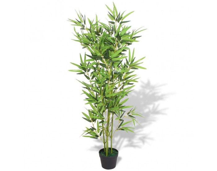 Sonata Изкуствено растение бамбук със саксия, 120 см, зелено -