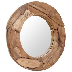 Sonata Декоративно огледало, тиково дърво, 80 см, кръгло - Шкафове за баня