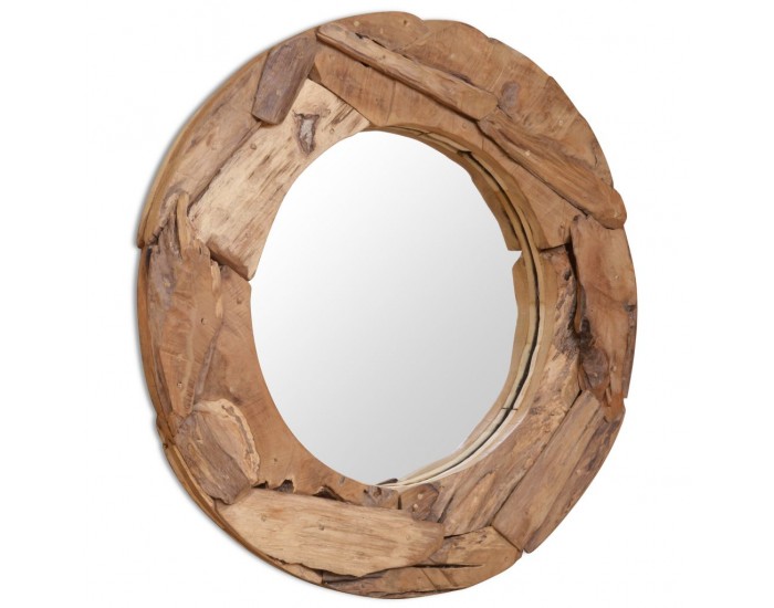 Sonata Декоративно огледало, тиково дърво, 80 см, кръгло -