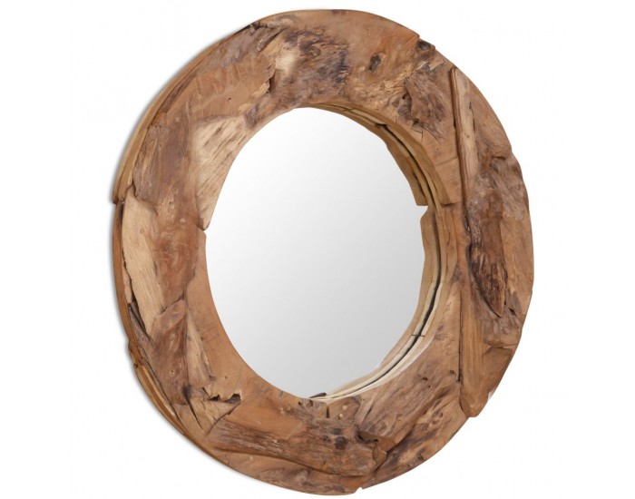 Sonata Декоративно огледало, тиково дърво, 80 см, кръгло -
