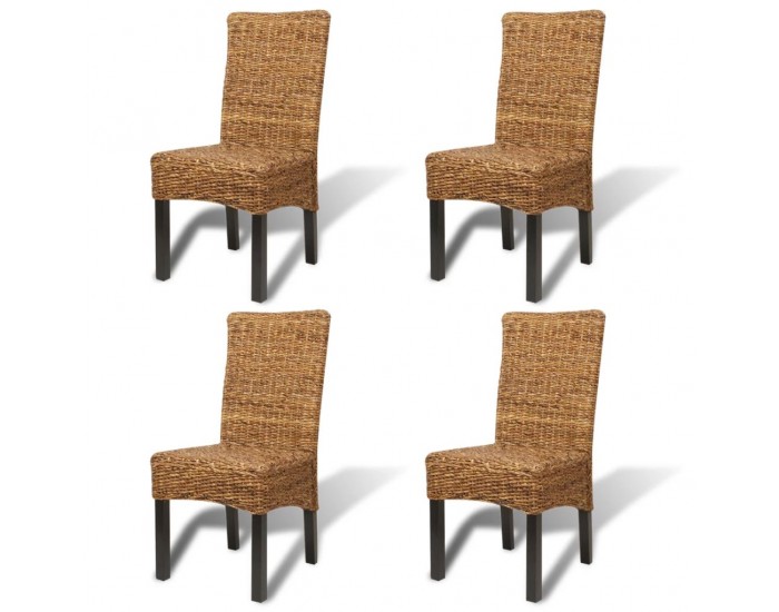 Sonata Трапезни столове, 4 броя, от абака, кафяви -