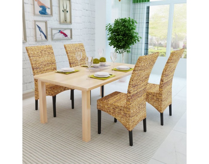 Sonata Трапезни столове, 4 броя, от абака, кафяви -