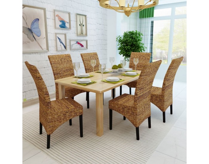 Sonata Трапезни столове, 6 броя, от абака, кафяви -
