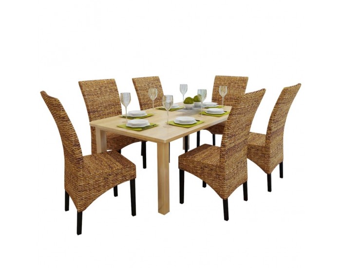 Sonata Трапезни столове, 6 броя, от абака, кафяви -
