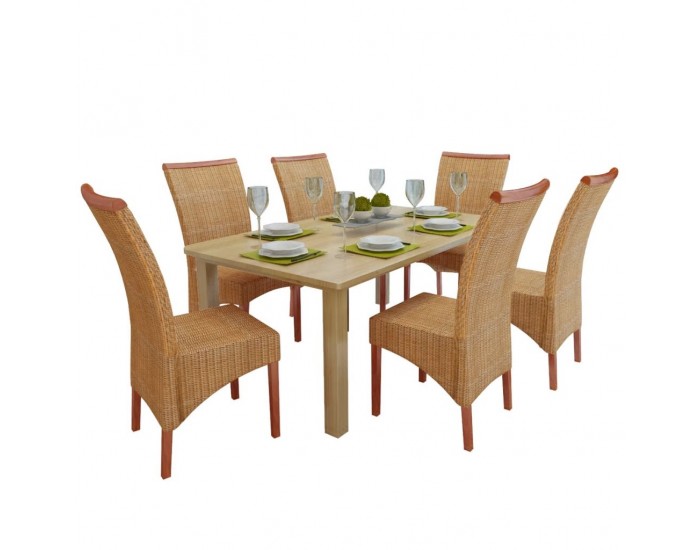 Sonata Трапезни столове, 6 броя, ратан, кафяви -