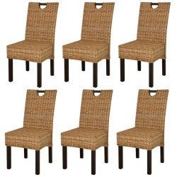 Sonata Трапезни столове, 6 броя, кубу ратан, мангова дървесина - Трапезни столове