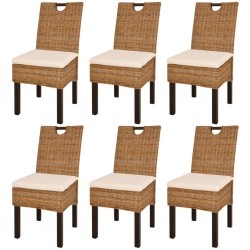Sonata Трапезни столове, 6 броя, кубу ратан, мангова дървесина - Трапезни столове
